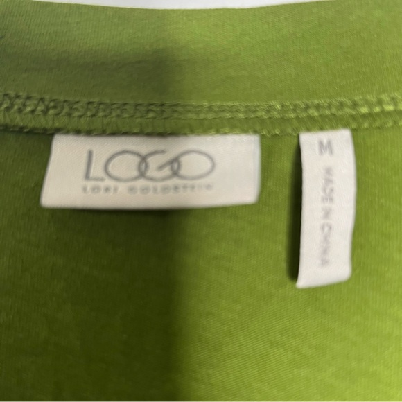 LOGO Lori Goldstein Green Button Front V Neck Tunic with Pockets and Tucks SZ M - Picture 11 of 14